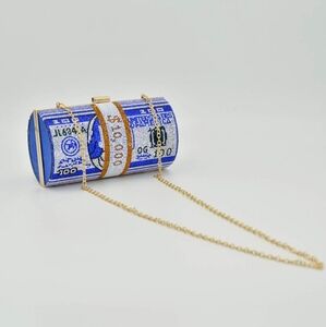 Money Roll, Blue and Gold Rhinestone Clutch